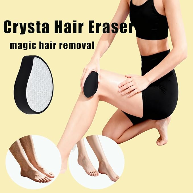 XQBX 2-in-1 Hair Removal & Foot Care Tool - Glass Nano-Crystallization Hair Eraser (Prevents Razor Bumps) + Foot Exfoliator with Debris Cup, Reusable, Compact for Gym/Travel, Unisex