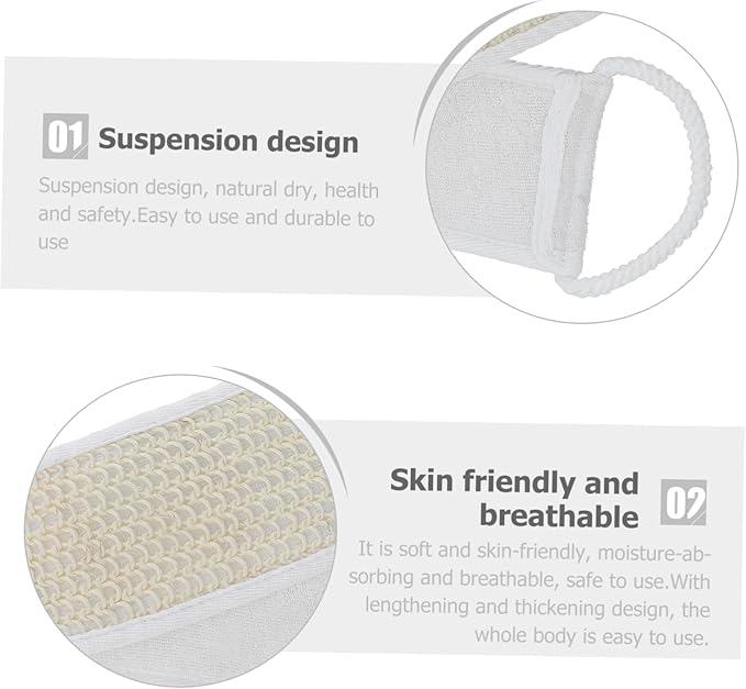 2pcs Back Scrubber Bath Towels Soft Exfoliating Shower Tool with Long Strap for and Cleansing Safe for All Skin Types for Daily Use