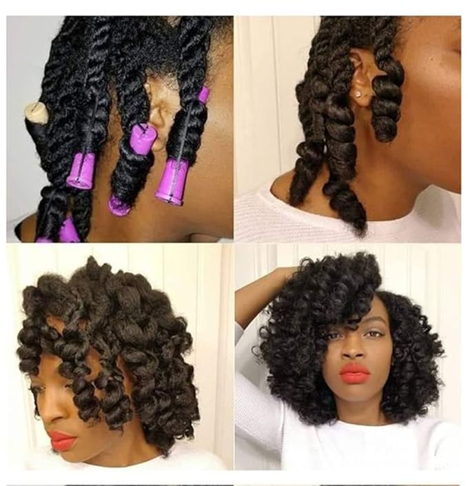 YOROSTAR 20pcs Purple Plastic Perm Rods Set for Natural Hair Cold Wave Rods Hair Curlers Rollers for Long Short Women's Hair DIY Hairdressing Tools