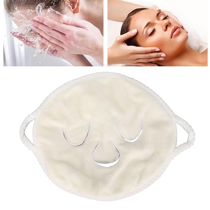 Cold Hot Compress Towel,Reusable Spa Towels 3 Holes Ear Hanging Breathable Face Skin Care Towel for Relaxation