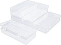 6 Pack Rectangular Clear Plastic Storage Containers Box with Hinged Lid for Beads and Other Small Craft Items (7.28 x 3.54 x 1.77 inch)