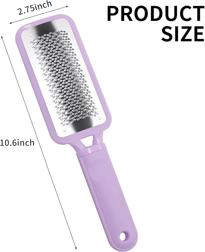 Foot Callus Remover – Professional Stainless Steel Foot File for Dead Skin, Callus & Hard Skin Removal – Ergonomic Design for Smooth, Baby-Soft Feet (Purple)