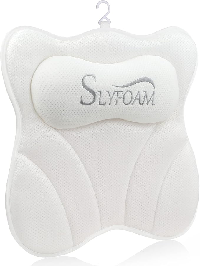 Bath Pillow, Bathtub Pillow with Anti-Slip Suction Cups, 4D Mesh Soft Spa Bath Tub Pillow Headrest, Bath Pillows for Tub with Neck and Back Support Fits Bathtub Spa Tub Jacuzzi, Fathers Day Dad Gifts