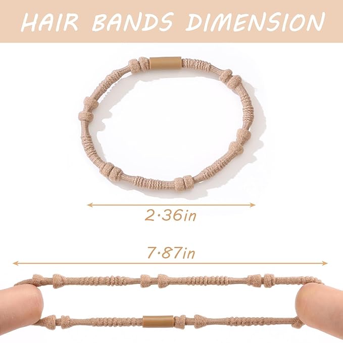 20 PCS Boho Hair Ties Bracelets, No-Damage Hair Elastics for Thick/Thin Hair, 4 Styles 2.36" Braided Ponytail Holders with Gifts Box, Brown