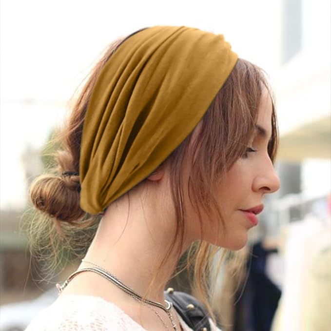 DRESHOW 4 Pack Turban Headbands for Women Wide Vintage Head Wraps Knotted Cute Hair Band Accessories