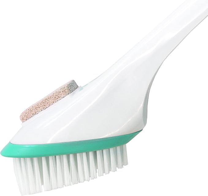 Miracle Foot Brush 30" w/ Scrubbing Pumice Stone and Shower Grip Handle with Hook. Wet/Dry Brush, Great for Seniors, Pregnant, Disabled, or Post surgery. 1000's sold