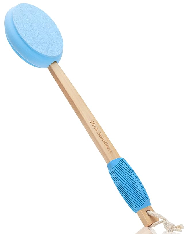 Slick- Lotion Applicator, 17 Inch, Blue, Back Applicator Lotion, Certified Organic, Easy Reach Washable, Self Tanner for All Skin Tone