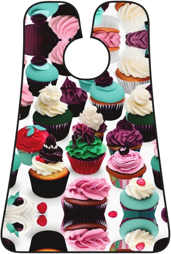 Delicious Cupcakes Print Beard Bib Apron For Men, Beard Hair Catcher For Men Shaving Trimming,Beard Cape Cloth