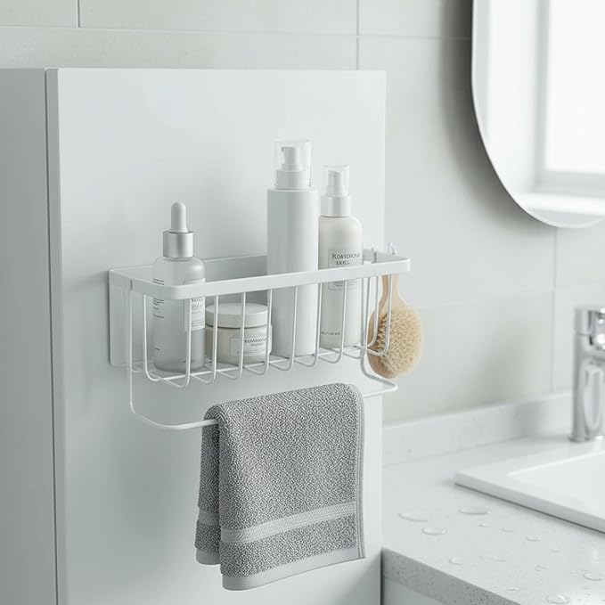 Refrigerator Shelf, Storage Basket, Hanging Basket, Food Organizer Made of Stainless Steel with Easy Assembly and Versatile Use for Kitchen, Bedroom, White