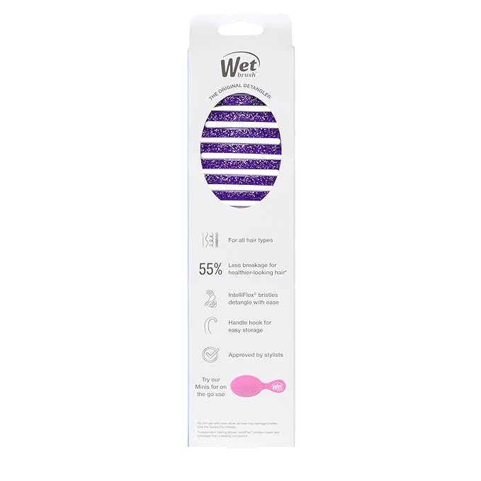 Wet Brush Shower Hair Brush Detangler - Exclusive Ultra-soft IntelliFlex Bristles - Minimizes Pain And Protects Against Split Ends and Breakage - Comb For Women, Men, Wet & Dry Hair - Purple Glitter