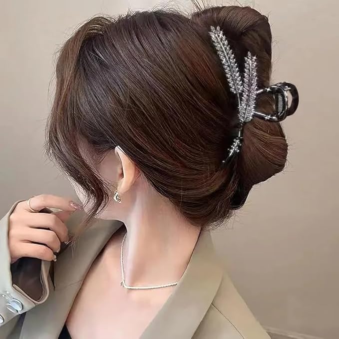 Ear of Wheat Hair Clips， 2 Pcs Rhinestone Hair Clips For Women，Crystal Hair Catch Barrette Metal Jaw Clamp For Girls，Fancy Rhinestone Claw Fashion Hair Accessories For Lady'S Gift