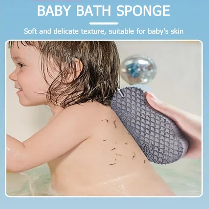3 PCS Magic Exfoliating Bath Sponge,3D Super Soft Exfoliating Bath Sponge,Remover Dead Skin for Adults Children and Women,Reusable (Blue+Pink+Gray)