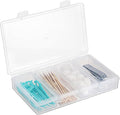 Hipiwe Plastic Cotton Swab Holder for Travel 4 in 1 Compact Cleaning Organizer for Hair Rope Paperclip Clear Dental Floss Sticks Case with Lid Small Travel Container Hair Tie Storage Box