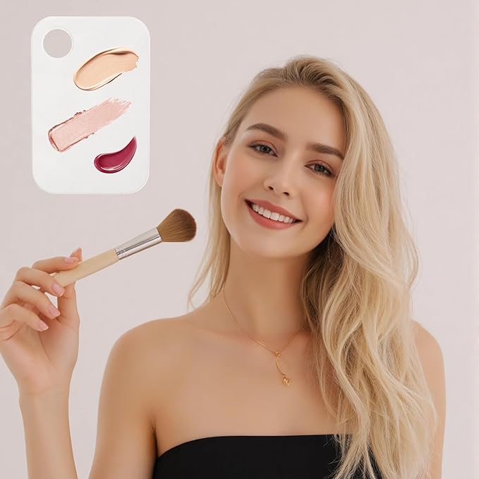 WCHOSOZH 6Pcs Acrylic Makeup Mixing Palette, Makeup Tray with 6 Metal Spatula Tool Set, Clear Foundation Mixing Palette for Beauty Cosmetic Color Liquid Artist Pigment Blending