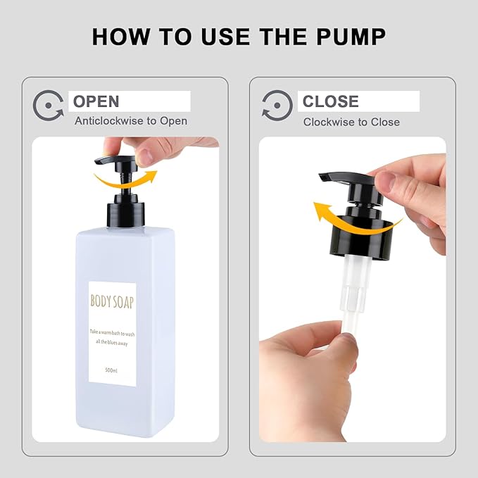 Shampoo and Conditioner Dispenser (Set of 2, 16.9oz) Modern Refillable Shampoo Pump Bottles for Shower Soap - Empty Body Wash Dispenser Set for Bathroom (white)