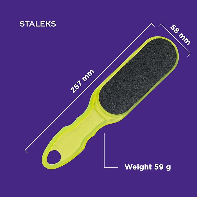 STALEKS Classic 10 Type 1 Plastic Foot File (100/180 Grit) – Ergonomic Double-Sided Pedicure Tool for Smoothing & Polishing Rough Skin