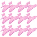 Hair Clips for Styling and Sectioning - 12 Pack Pink Butterfly Clamps for Hair Conditioning, Blow Drying, Cutting, Coloring