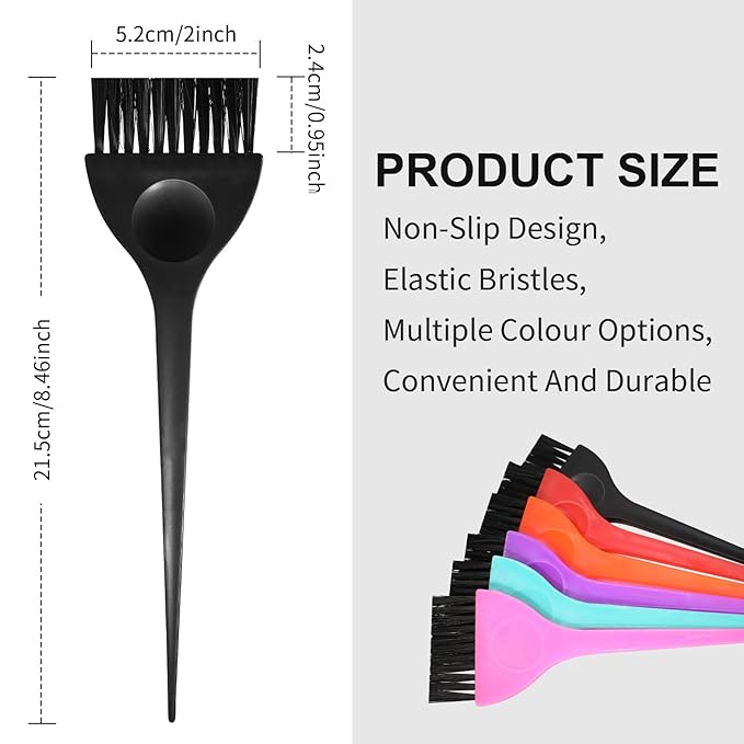 6 Pcs Hair Dye Brush, 6 Vibrant Hair Brush, Professional Color Brushes for Hair Stylist, Reusable Color Tint Applicator, Perfect for DIY Coloring, Highlights, and Root Touch-Ups