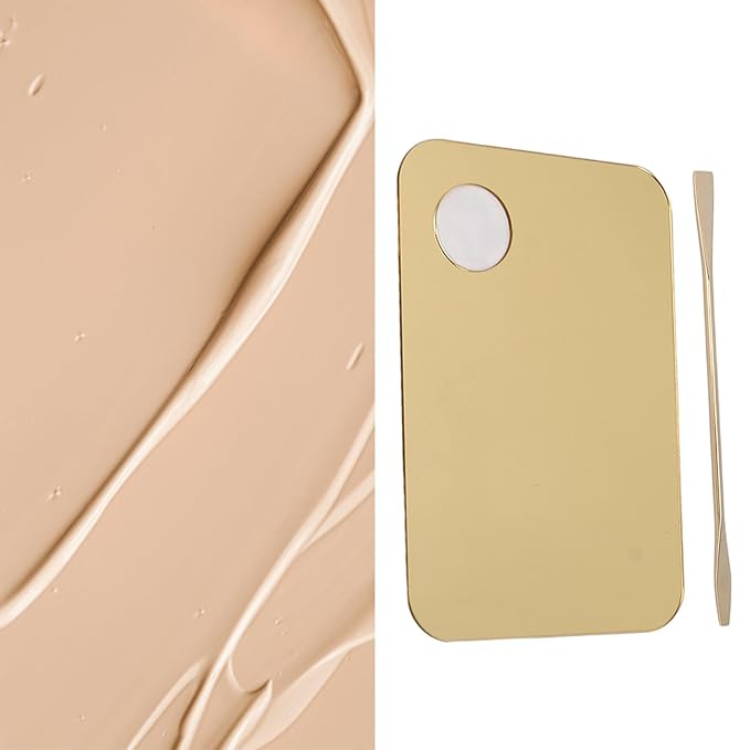 Gold Makeup Mixing Palette Acrylic Palette with Spatula for Mixing Makeup Cream Nail Art