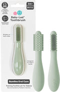 ezpz Baby-Led Toothbrush (Sage) - 3 Months + - 100% Silicone Infant Toothbrush with Sensory Bumps - Cleans Gums + New Teeth - Improves Hand-to-Mouth Coordination, Self-Feeding Skills