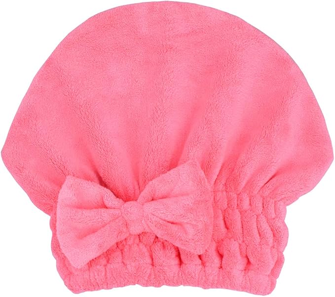 HOPESHINE Microfiber Hair Towel Cap for Women Wet Short or Long Curly Hair Super Absorbent Quick Dry Turbans Anti Frizz Great Gift for Women and Girls (Black+Rose red, 2)