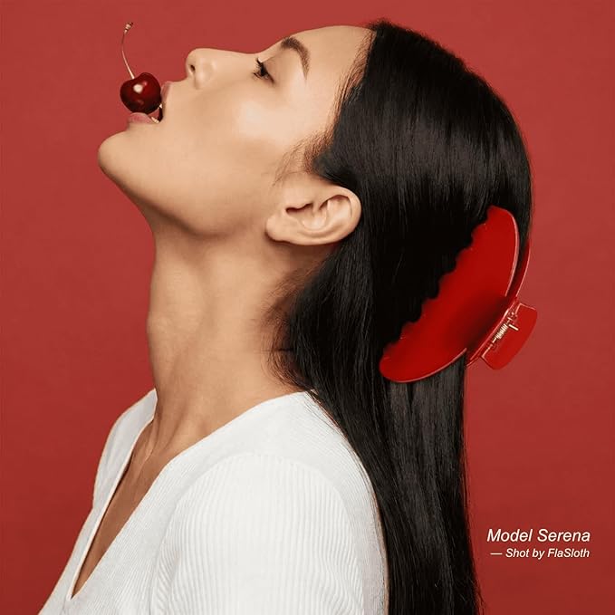 Cherry Red Claw Clip 4 Inch - Premium Acetate Hair Clip for All Hair, Smooth Round Edges No Snag, Gift Ready Luxury Box