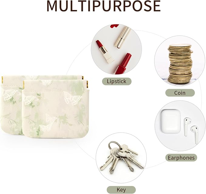 RIGHT AWAY 2 PCS Small Makeup Bag for Purse,Mini Cosmetic Organizer Make Up Bag for Women,Squeeze Coin Purse Pouch,Portable Tiny Makeup Pouches for Cosmetic Accessories,Lipstick, Jewelry, Card, Coins