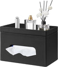 Fanousy Large Tissue Box Cover Rectangle with Tray on Top, PU Leather Facial Tissue Holder with Storage, Fits 230-Count Family Size Kleenex, Modern Nightstand Organizer for Bathroom Office Home Decor