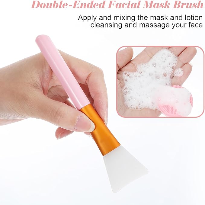 4 Pcs Silicone Face Brush with 2 Manual Face Scrub Brush, Facial Brushes for Cleaning, Exfoliating, and Skincare Routine