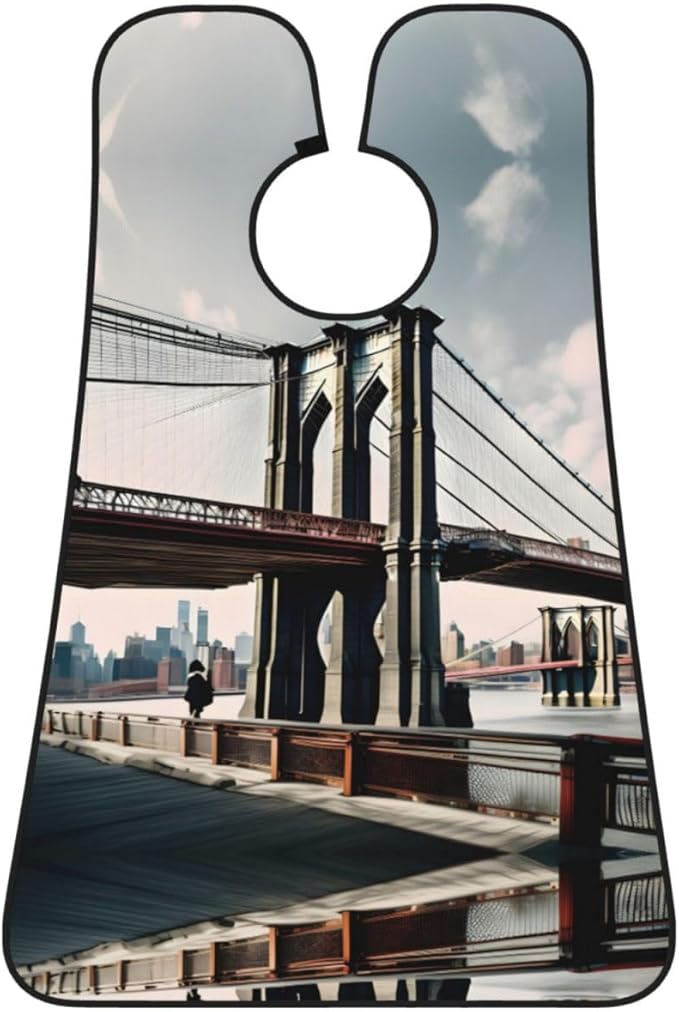 Brooklyn Bridge S Print Beard Bib Apron For Men, Beard Hair Catcher For Men Shaving Trimming,Beard Cape Cloth