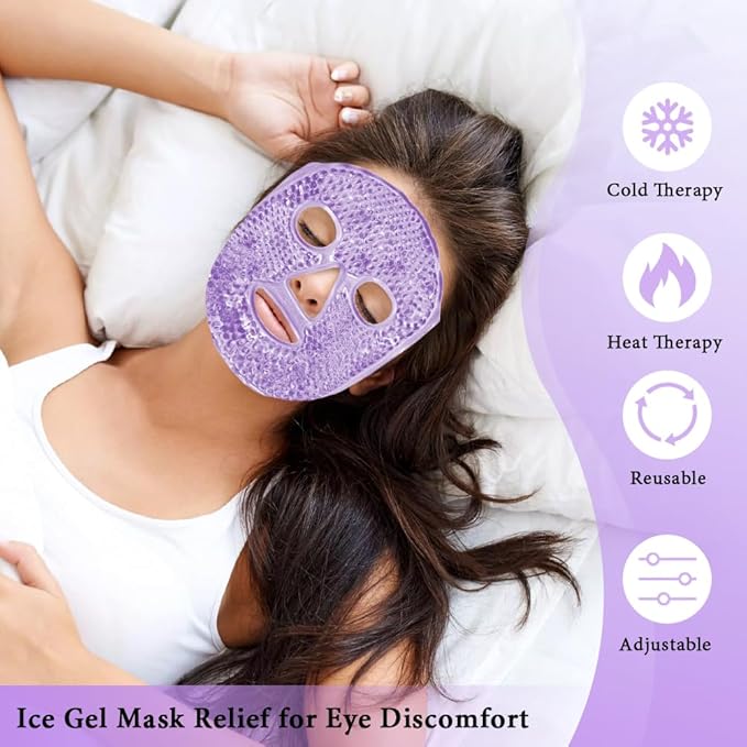 Ice Face Mask and 2 Packs Silicone Face Mask Cover, Frozen Cold Face Pack Compress Reusable Skin Care for Women Puffiness Swelling Relief Beauty Spa Essentials Ice Mask