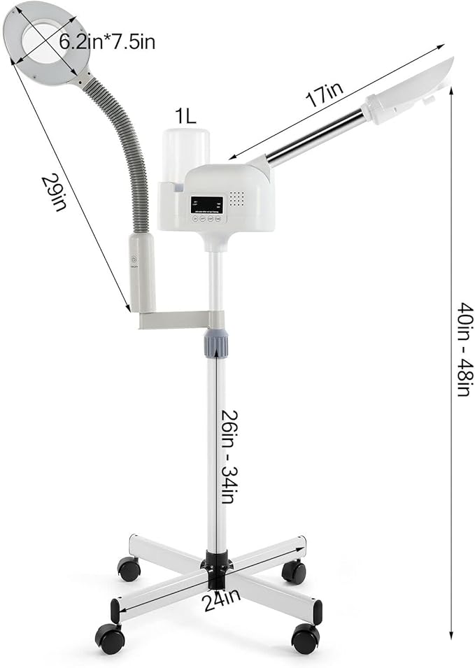 Artist hand Facial Steamer Professional 2 in 1 Hot Face Steamer with 5X LED Magnifying Lamp, Upgrade Esthetician Face Steamer for Facial Deep Cleansing, Fast Heat for Beauty Salon Spa Home Use