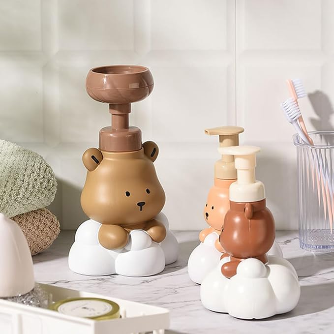 1 Pc Bear Paw Foam Soap Dispenser Cartoon Shaped Pump Bottle Refillable Hand Sanitizer Dispenser for Bathroom Kitchen Shampoo Lotion