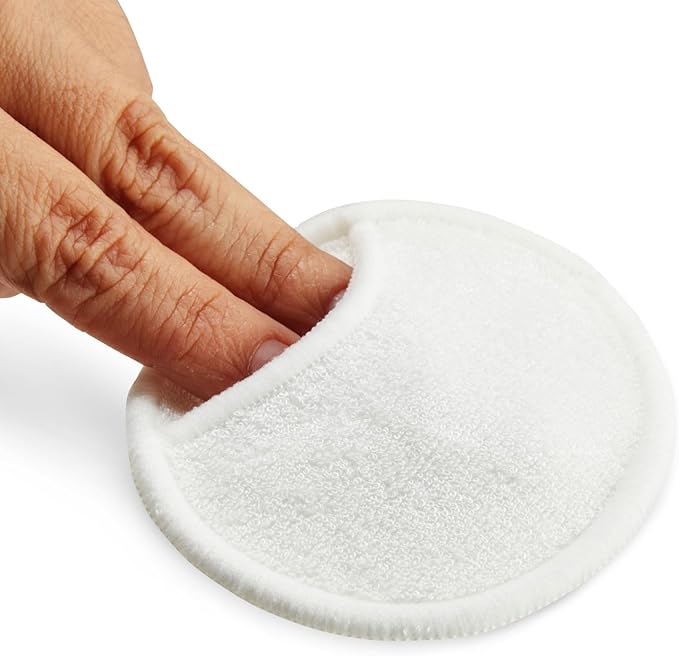 Glamlily Reusable Cotton Pads for Face Makeup Removal with Bamboo Holder and Mesh Storage Bag (White) 16 Pack