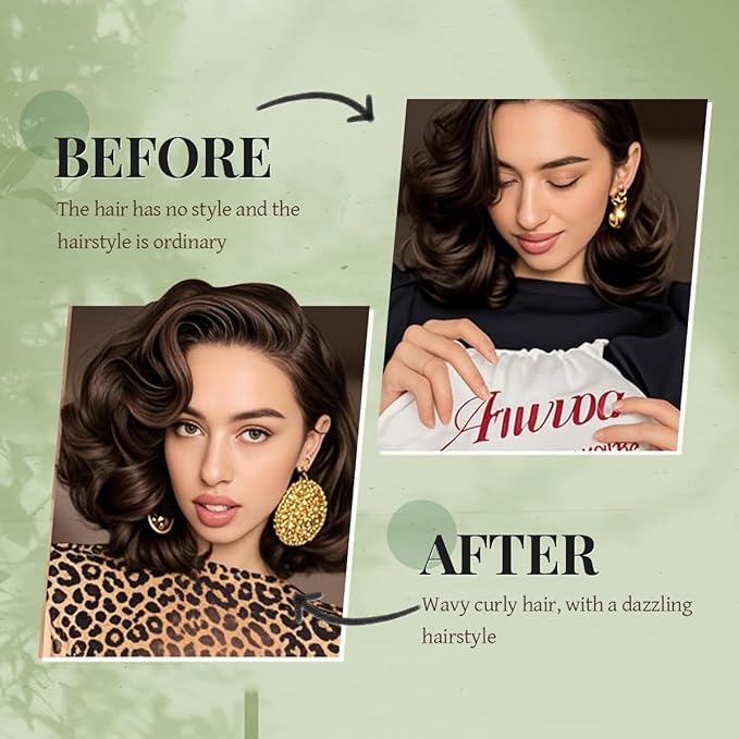 Heatless Hair Curler Heatless Curls Overnight Heatless Blowout with Luxury Cloth Bag Silk Scarf, Curling Rod Headband to Sleep in No Heat Curling with (Green, 3Rods)