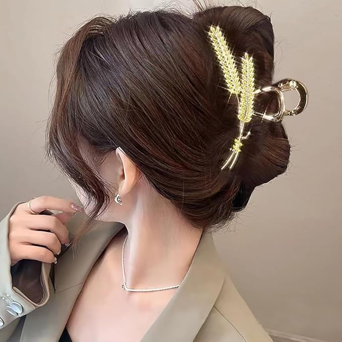 Ear of Wheat Hair Clips， 2 Pcs Rhinestone Hair Clips For Women，Crystal Hair Catch Barrette Metal Jaw Clamp For Girls，Fancy Rhinestone Claw Fashion Hair Accessories For Lady'S Gift