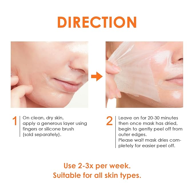 Peel Off Face Mask Vitamin C Peel Off Masks, Blackhead Mask Orange Peeling Lotion Exfoliating Blackhead Remover Poreless Deep Cleanse Purifying Hand Masks for Face Arms Neck Gifts 3.4 FLOZ