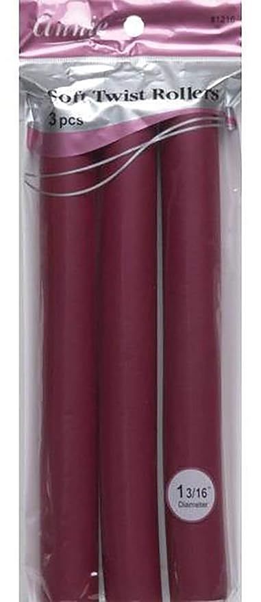 Annie Salon Style Soft Flexible Twist Hair Rollers Pack of 3 - 10" Long and 1 3/16" in Diameter Plum - Hair Curling and Styling Tools