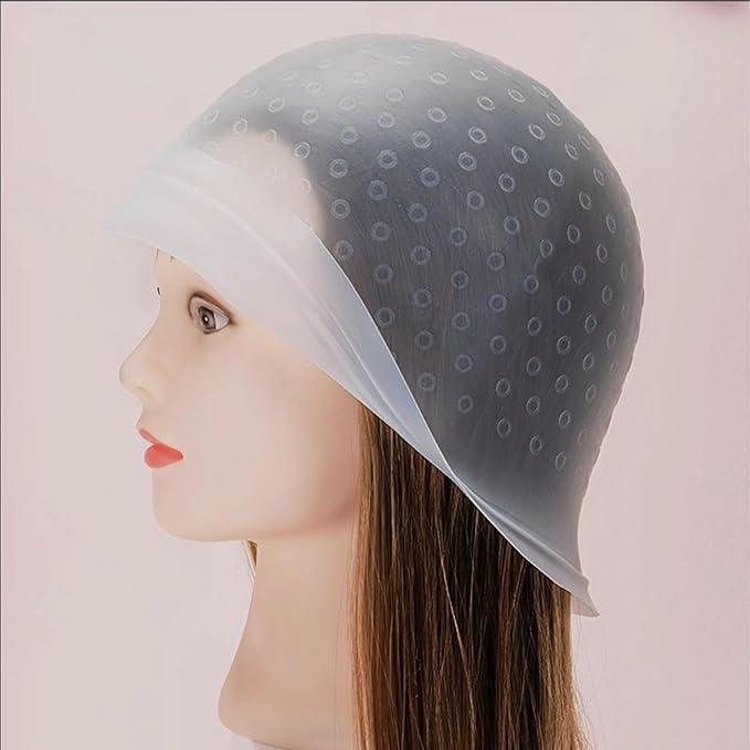 2 Sets Highlighting Cap with Hook, Silicone Highlight Cap, Hair Cap for Highlight Bleach Cap, Hair Dye Cap with Holes, Highlight Caps for Dying Hair, Hair Highlight Kit for Home and Salon Use(White)