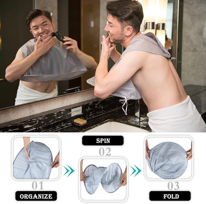 Beard Bib Apron Hair Catcher for Men Shaving & Trimming, Non-Stick Cape Grooming Cloth, Waterproof