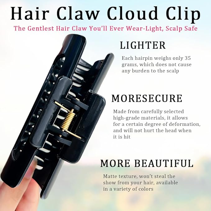 Fashion Hair Clips, Cloud Hair Pins for Women, 3.9 inch Hair Claw Clip for Thick/Fine/Thin/Curly Hairstyle, Khaki 3 Pack