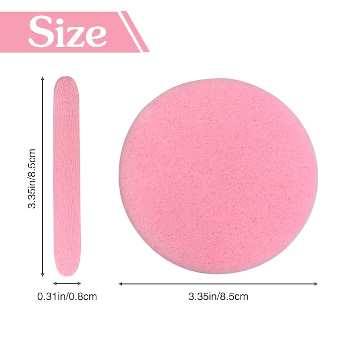 120 Pcs Facial Sponge Compressed,Face Cleansing Sponge Makeup Removal Sponge Pad,Exfoliating Wash Round Sponge for Women,Girls(Pink,Yellow)