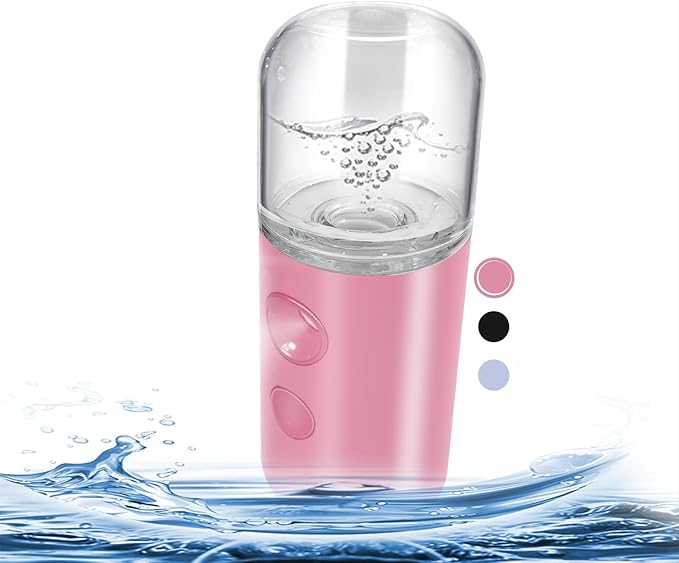 Kingsmile Nano Mist Sprayer, Electric Nano Mister, Portable Face Mister for Eyelash Extensions & Daily Care, Mini Face Humidifier, Facial Mister with 1OZ /30ML Large Capacity Screwing Water Tank Pink