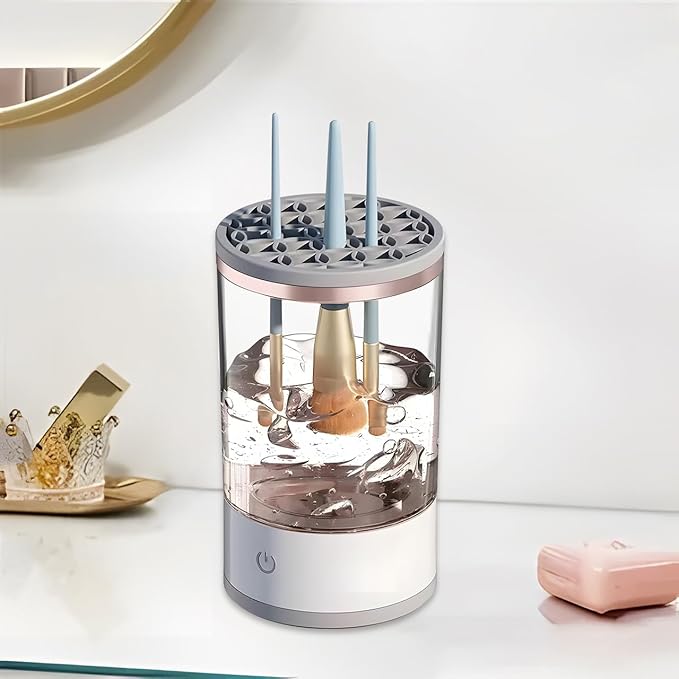 Makeup Brush Cleaner, Automatic Makeup Brush Cleaning Machine, 3-in-1 Electric Beauty Brush Cleaner, Air Drying and Dust-proof Organizer, Makeup Brush Tool, Great Gift for Makeup Friends