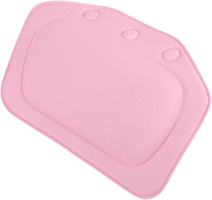 Bath Pillow, Bathtub Head Neck Support, Soft Foam Padded Spa Tub Headrest Back Shoulders Support Cushion Bathroom (Pink)