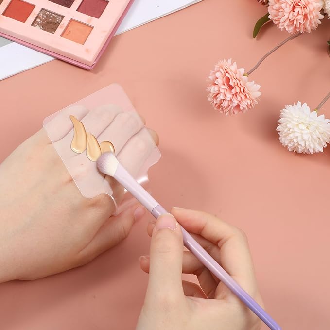Hand Makeup Mixing Palette, Acrylic Foundation Mixing Tray, Clear Handheld Nail Art Manicure Palette Eyeshadow Cosmetic Tray for Makeup Blending