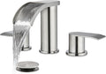 gotonovo Waterfall 8 inch Widespread Bathroom Faucet Set Bathroom Sink Faucet 3 Hole 2 Handle Vanity Lavatory Deck Mount with Pop Up Drain and Water Supply Lines Round Body Brushed Nickel