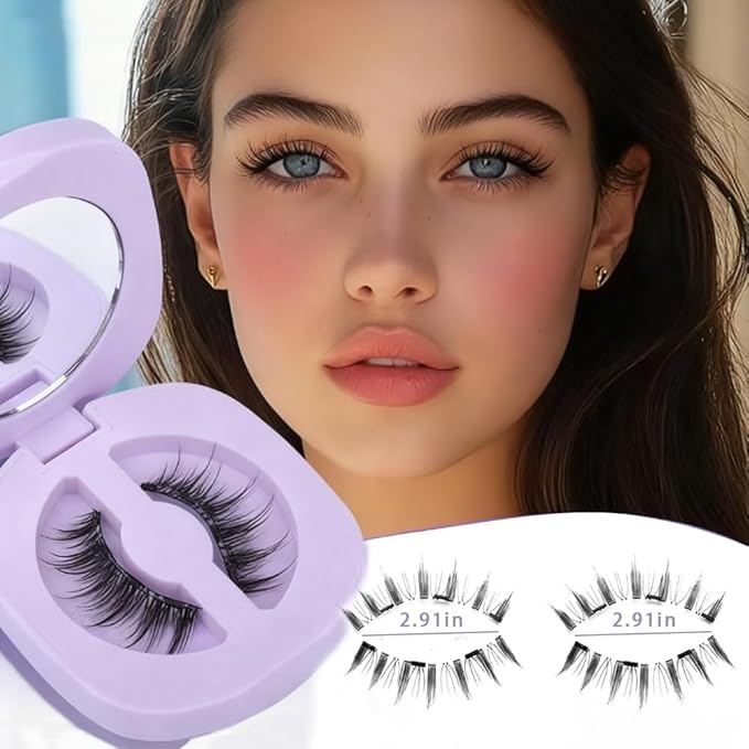 Luxury 3D Mink False Eyelashes Set with Purple Storage Case, Natural Long Fluffy Lashes，Magnetic False Eyelashes, Professional Makeup Kit