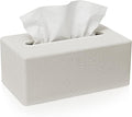 Tissue Box Cover Rectangle, Resin Decorative Facial Tissue Holder Covers Toilet Paper Holder Travertine Stone Look Paper Dispenser Home Decor for Bathroom Bedroom Living Room Office - Off White