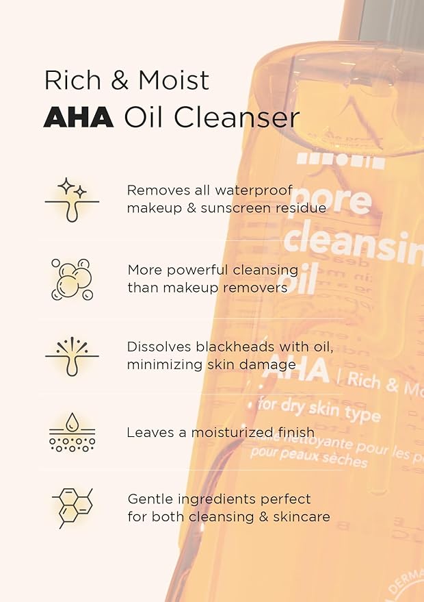 Hanskin Alpha Hydroxy Acid Pore Cleansing Oil, Sample Trial Mini Size, Exfoliating Makeup Remover Facial Cleanser Set, Moisturizing [30 ml/Pack of 3]